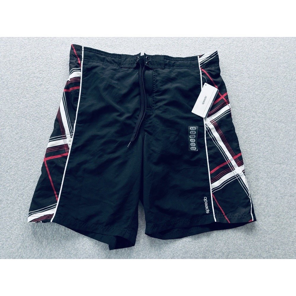 Speedo Swim Shorts Men's Size XL Black Red Hawaiian Swim Surf Beach Trunks NWT